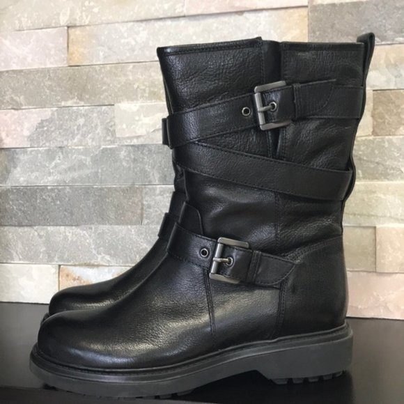 Geox Asheely Women's Leather Mid-Calf Biker Boot - Picture 3 of 9